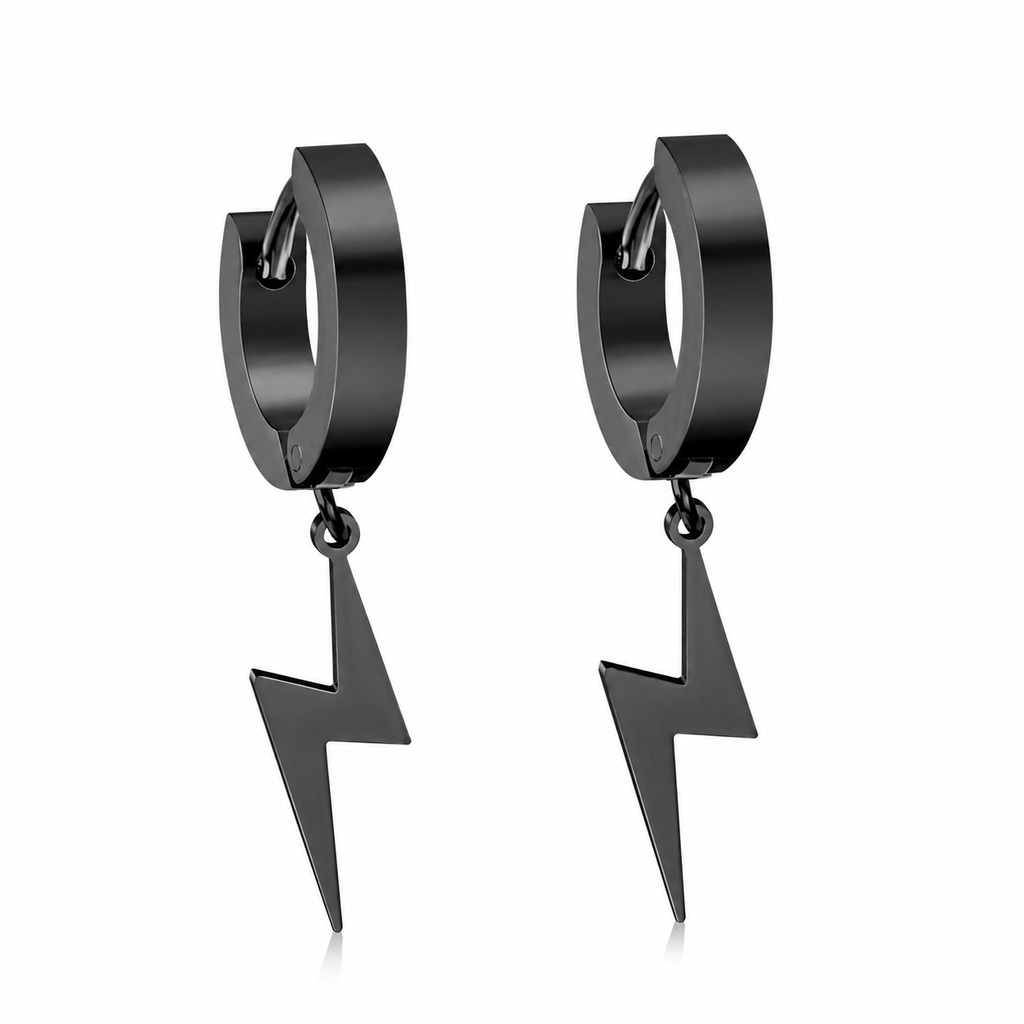 Bolt Drop Earrings - Black