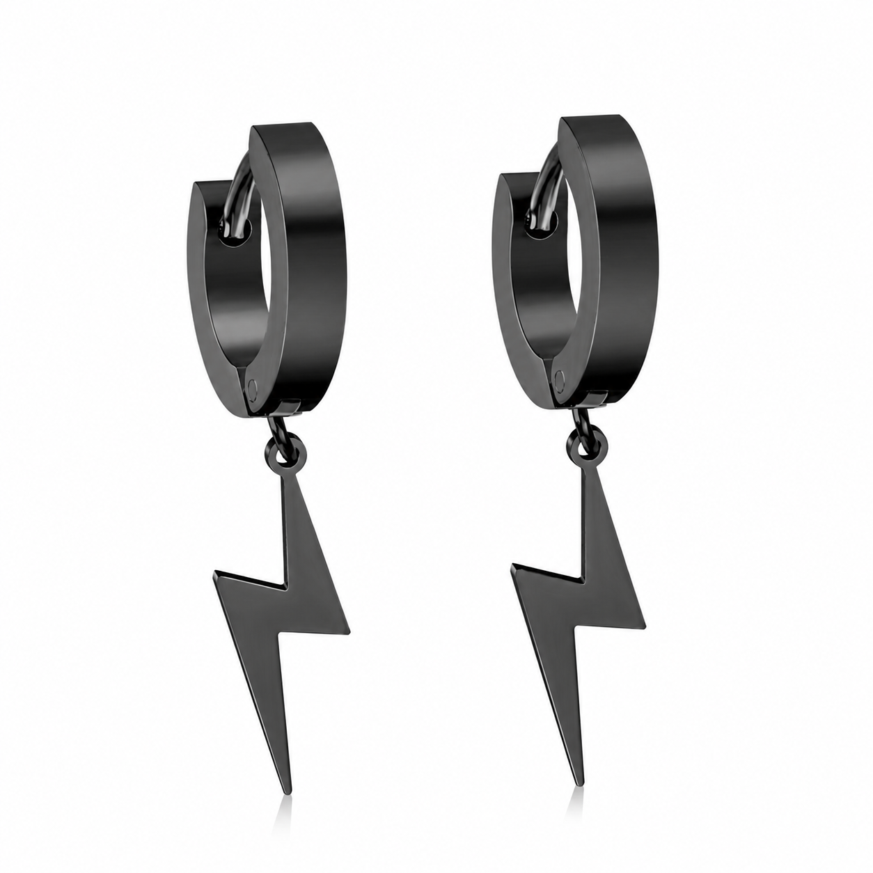 Bolt Drop Earrings - Black
