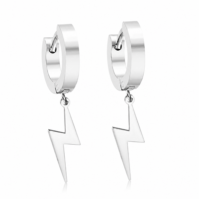 Bolt Drop Earrings - Silver
