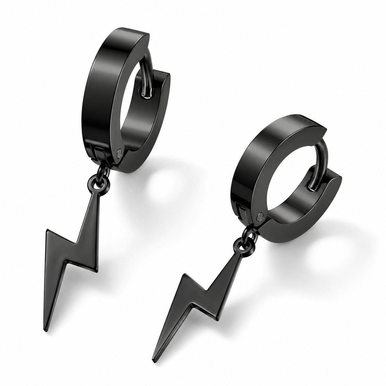 Bolt Drop Earrings - Black