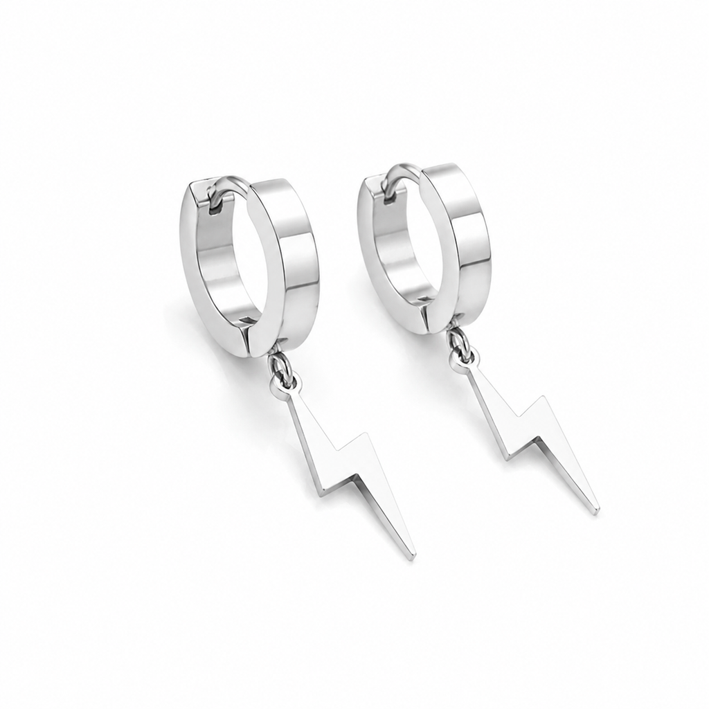 Bolt Drop Earrings - Silver