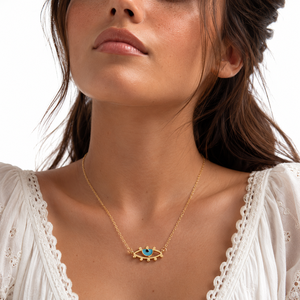 Aqua Evil Eye Necklace