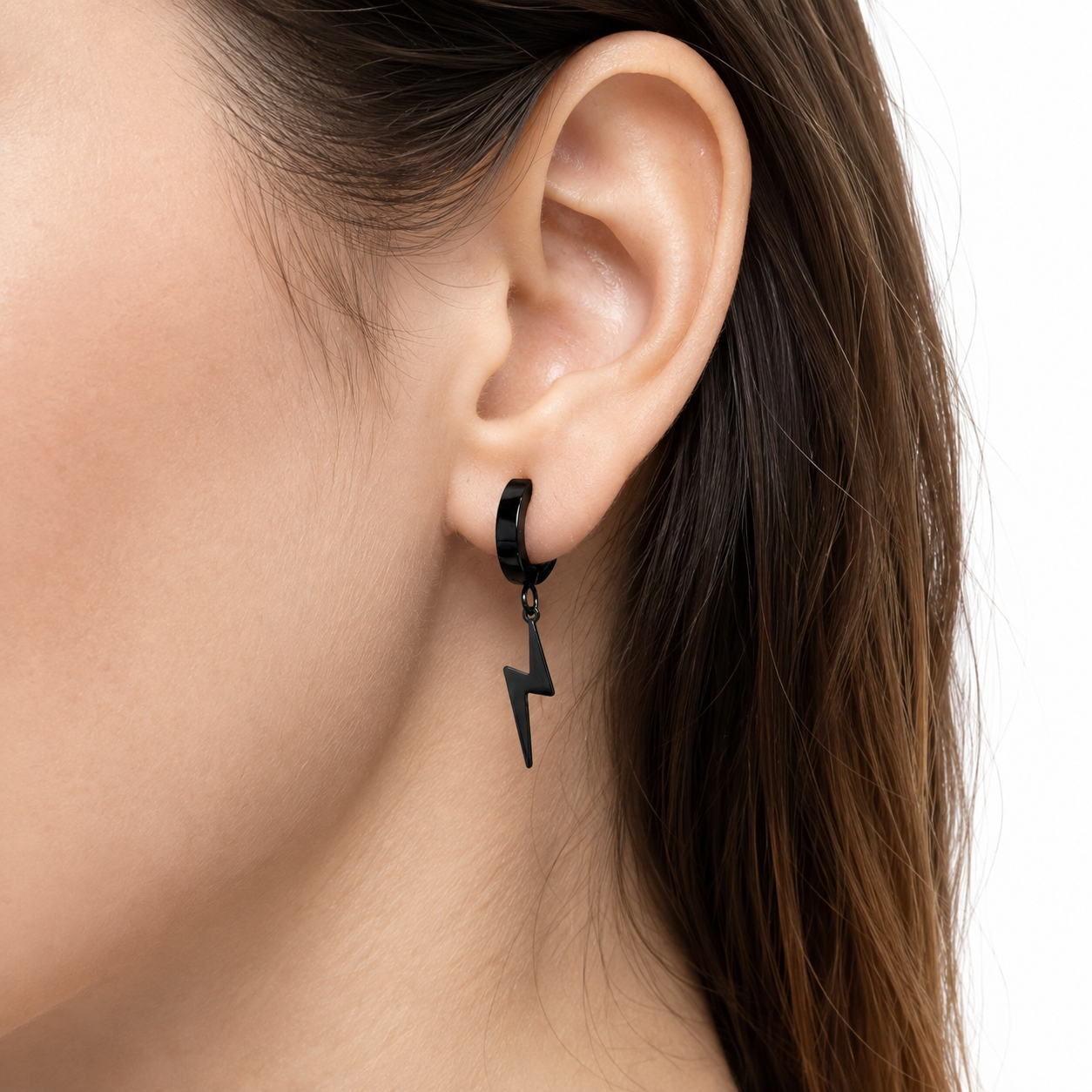 Bolt Drop Earrings - Black