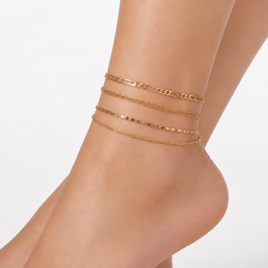 The Essentials Anklet Set (Set of 4)