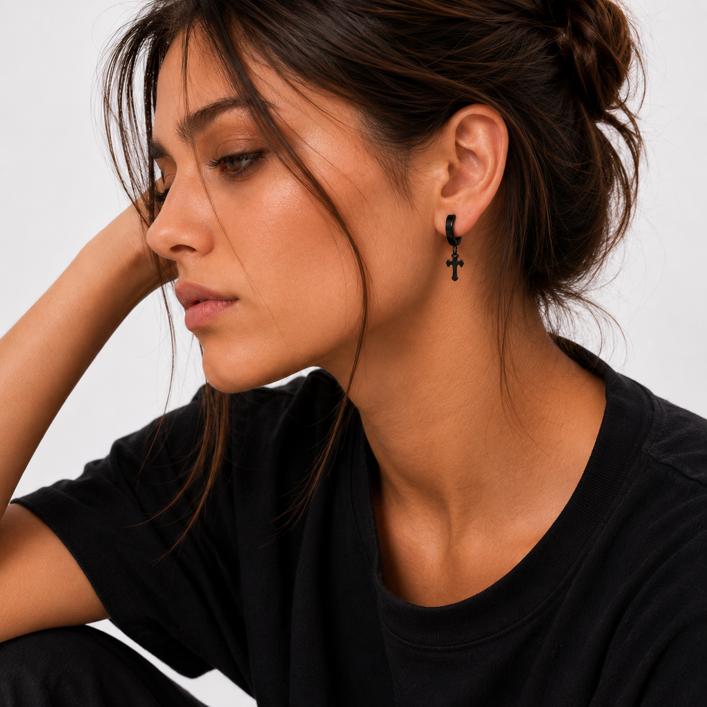 Gothic Cross Hoops