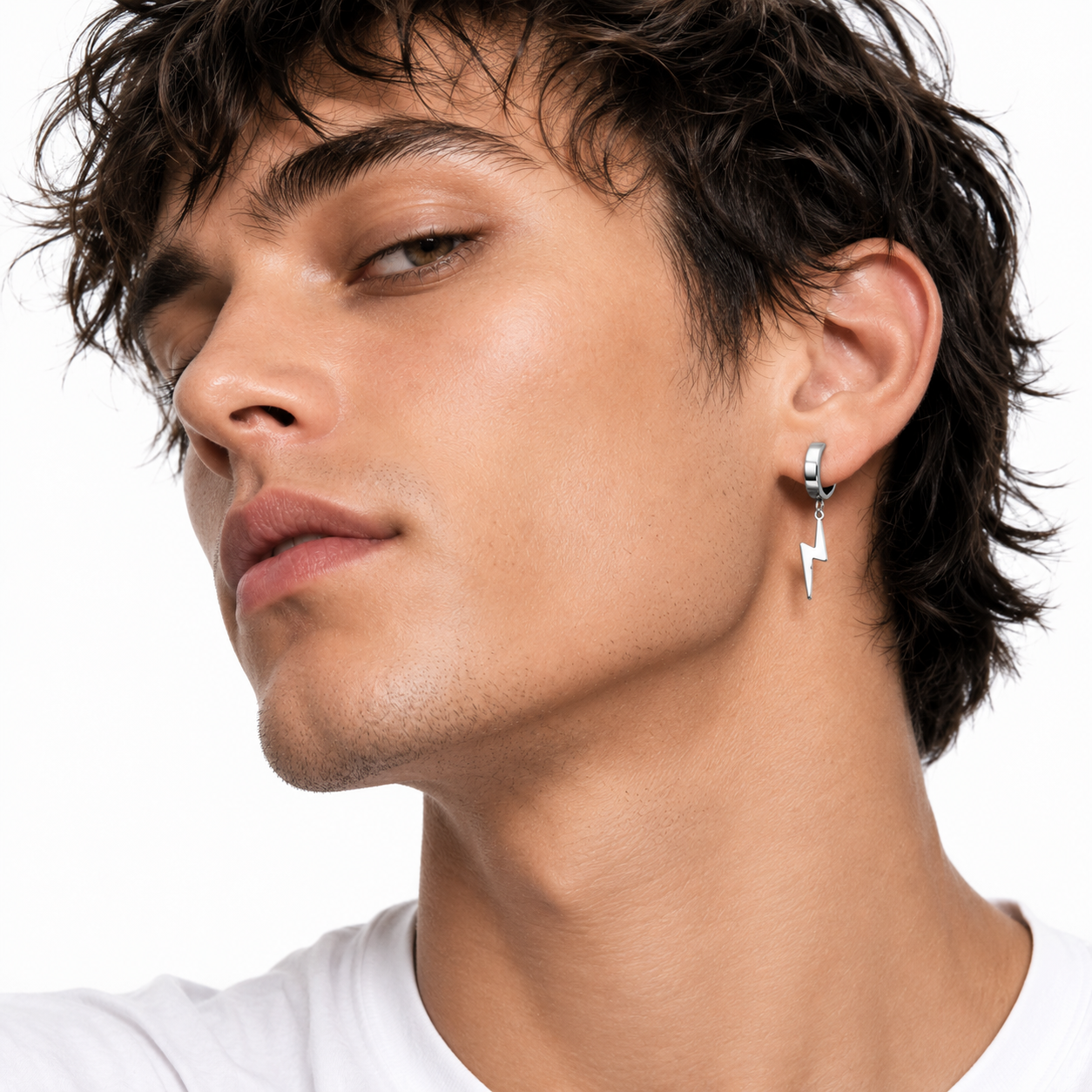 Bolt Drop Earrings - Silver