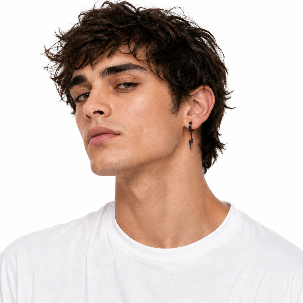 Bolt Drop Earrings - Black