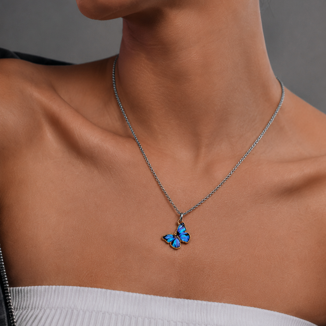 Cobalt Blue Butterfly Necklace