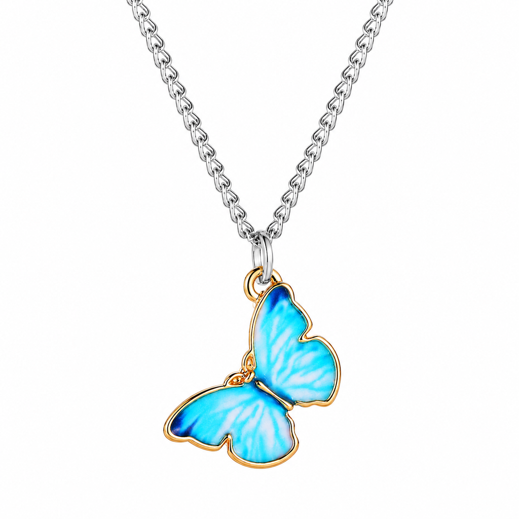 Baby Blue Butterfly Necklace