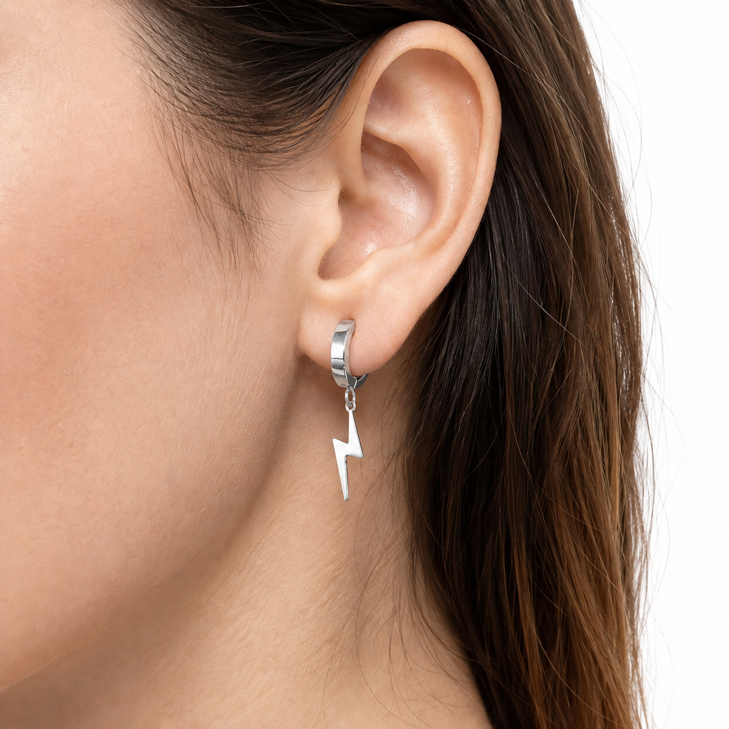 Bolt Drop Earrings - Silver