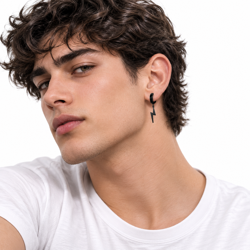 Bolt Drop Earrings - Black