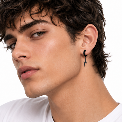 Bolt Drop Earrings - Black
